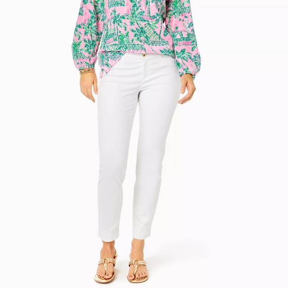 Lilly Pulitzer Denim - LILLY PULITZER 29" KELLY STRETCH TEXTURED PANT RESORT WHITE